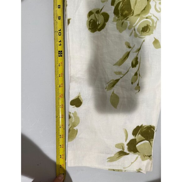 Edward Irish Linen Floral Pants Size 10 Womens Cream & Green - Picture 11 of 11